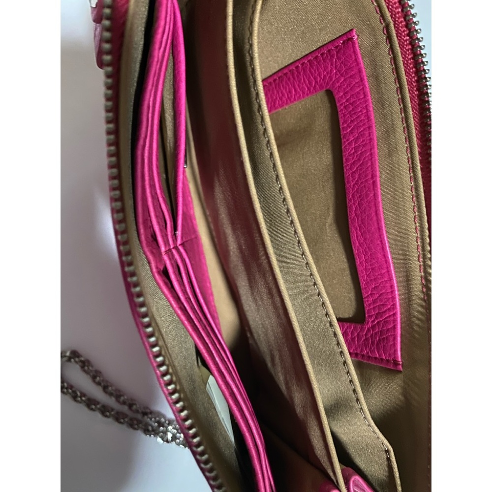 Liz Claiborne Leather Clutch Wallet Silver Chain Strap - Picture 8 of 12